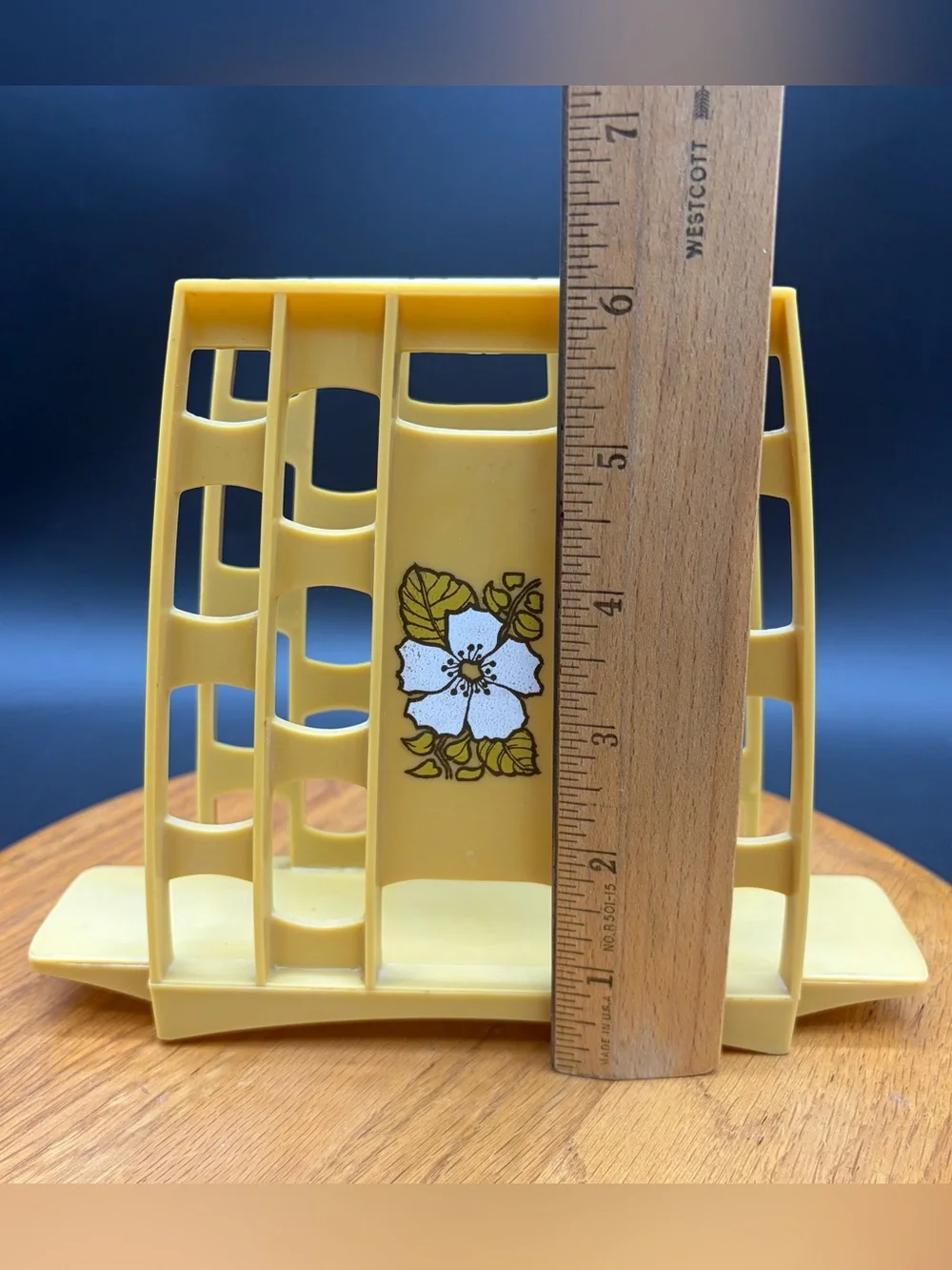 Vintage Retro Floral Mustard Yellow Napkin Holder Plastic MCM Cottagecore